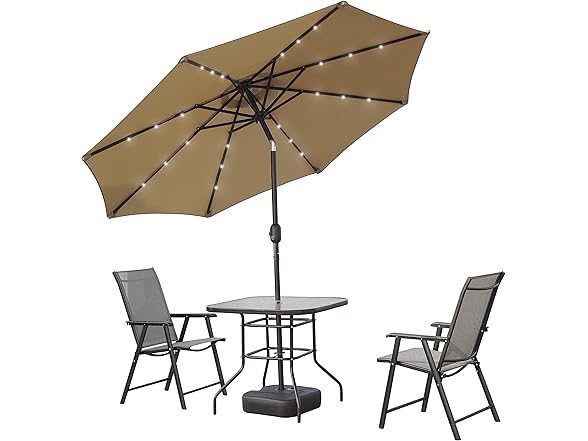 9' Outdoor Crank & Tilt Umbrella w/ LEDs