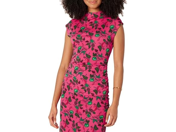 Hot Pink Leafy Floral Ditsy