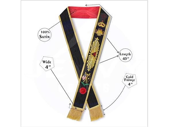 Masonic Scottish Rite 32nd Degree Rose Sash