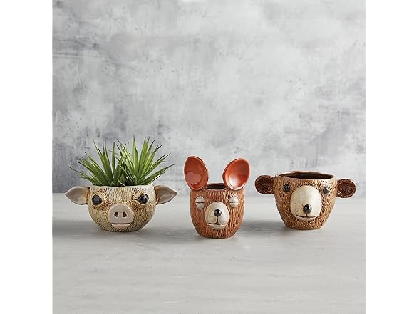 47th & Main Unique Textured Shaped Ceramic Planter Flower 