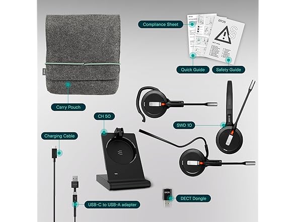 (NEW) EPOS Impact 5000 Go MS 3-in-1 Wireless DECT Headset