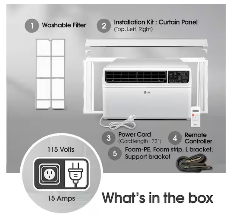 LG LW1522IVSM-NEW 14,000 BTU 115Volts Window AC - Gallery 6