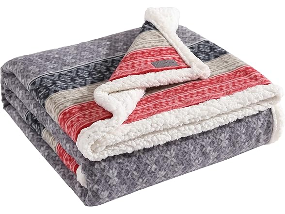 Eddie Bauer Fleece & Plush Sherpa Throw Blanket