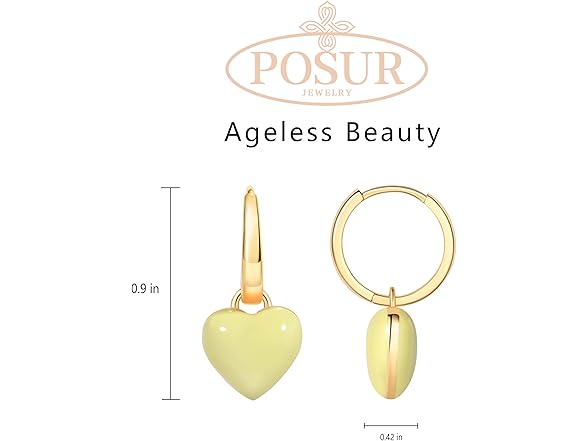 POSUR Heart Enamel Dangle Hoop