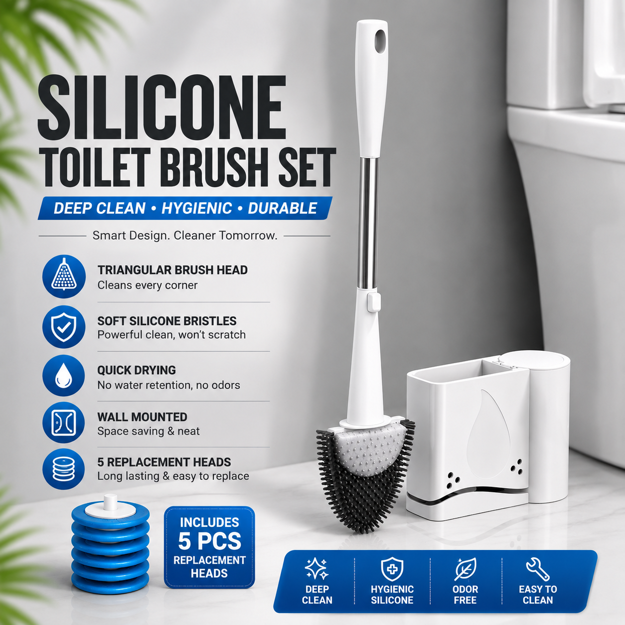 Silicone Toilet Brush and Holder Set - Gallery 9