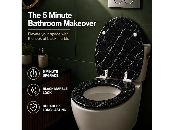American Dream 17" Marbleized Wood Toilet Seat ? B