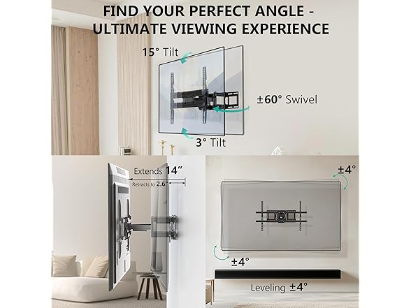 WALI Full Motion Wall Mount | 32-70 Inch