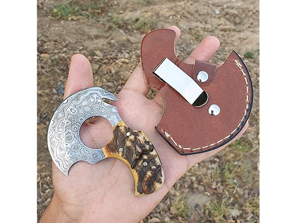 Vetus Skinning Knife Ram Damascus Steel