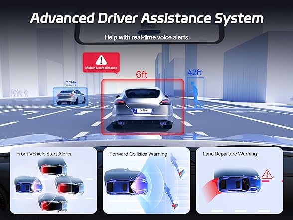 Pelsee 4K+2.5K Mirror Dash Cam | 128GB Card