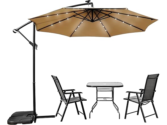 LeisureMod 10Ft Cantilever Umbrella w/ LEDs