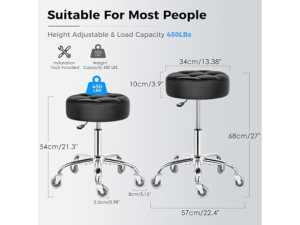 Rolling Stool with Wheels, Adjustable