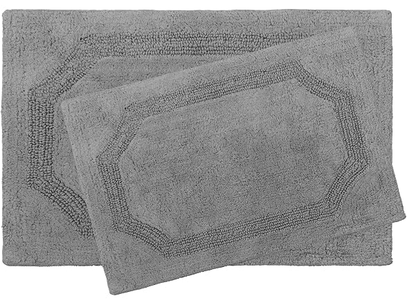 Laura Ashley - Reversible Cotton Bath Mat 2-Pc Set, Charcoal