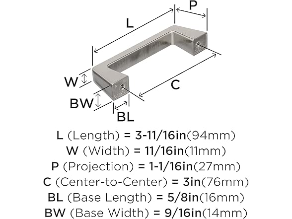 Amerock Blackrock Pull, 3", Nickel