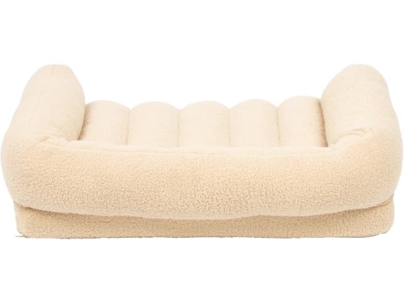 SportPet Medium Sherpa Bolster Couch Pet Bed, Cream