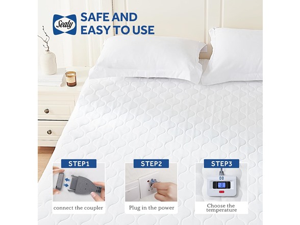 Sealy Heated Mattress Pad Luxury Quilted Electric Bed Warmer