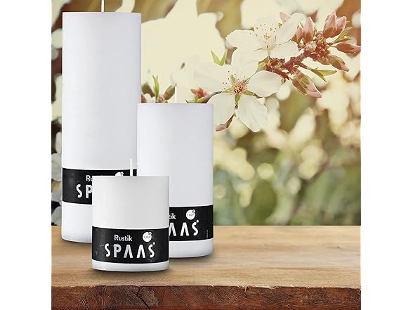 SPAAS Rustic White Pillar Candles