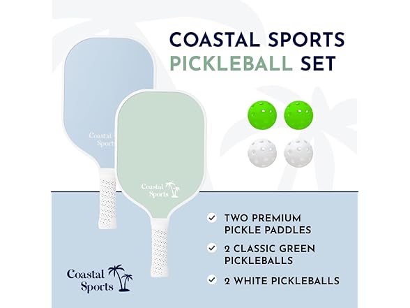 Coastal Pickleball Set 2 Paddles & 4 balls