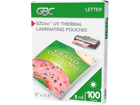 GBC Laminating Sheets, Thermal Laminator Pouches 100 Count