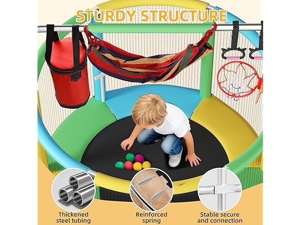 Trampoline with Anti-Rollover Round Bottom