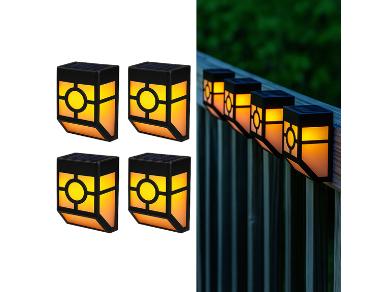 4-Pack LED Solar Garden Fence Lights