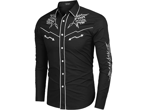 Coofandy Men (XXL) Western Cowboy Shirt Long Shirt