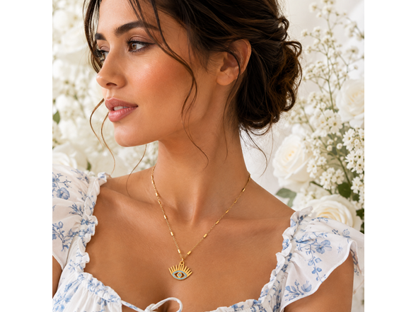 18K Gold Crowned Protective Eye Necklace