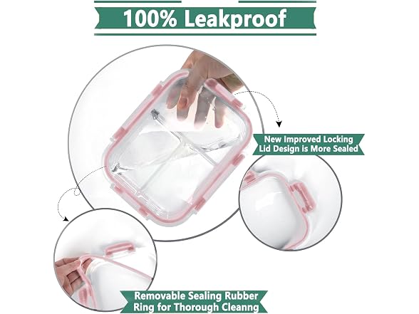 HOMBERKING 8 Pack 3 Compartment 36oz Containers