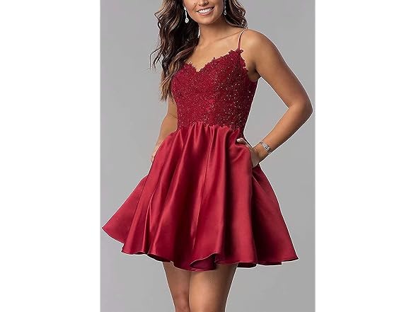 Rmaytiked Women (10) Lace Satin Homecoming Dress