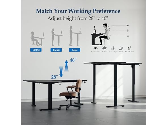 L Shaped Standing Desk 59 x 48 Inch