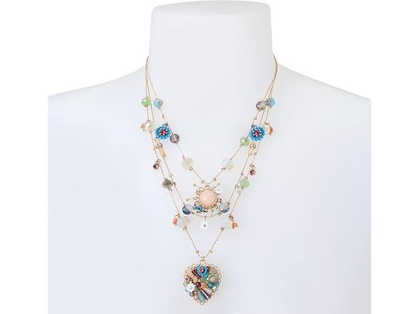 Betsey Johnson Woven Heart Layered Necklace