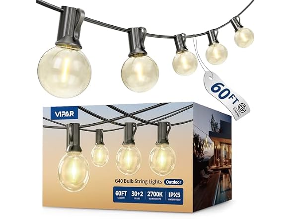 VIPAR Outdoor String Lights, 30FT