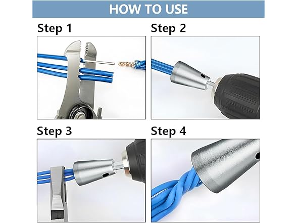 Wire Twister Tool 1/4 Hex 2Pcs Silver