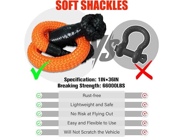Long Synthetic Soft Shackle Recovery Rope