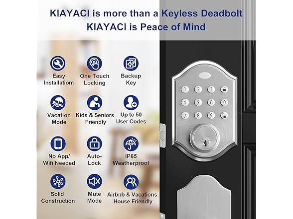 KIAYACI Front Door Lock Set, Silver