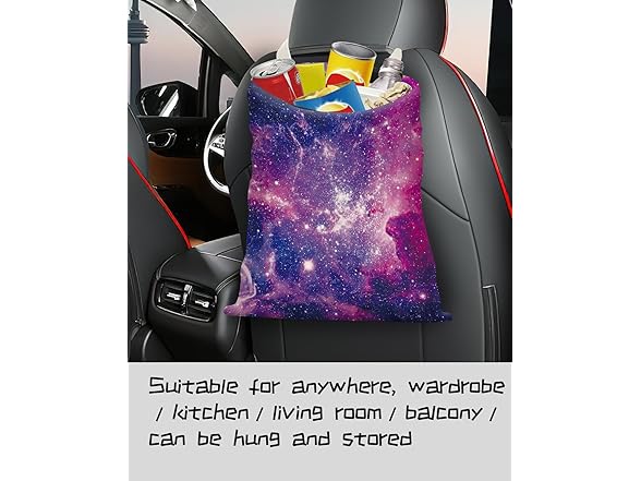 Car Trash Can Seat Back Purple Galaxy
