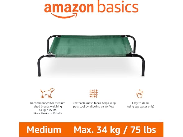 Amazon Basics Cooling Breathable Elevated Dog, Green