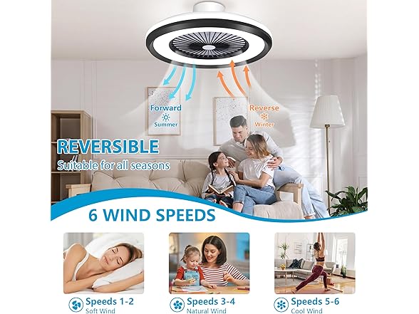 24" Bladeless Ceiling Fan Black