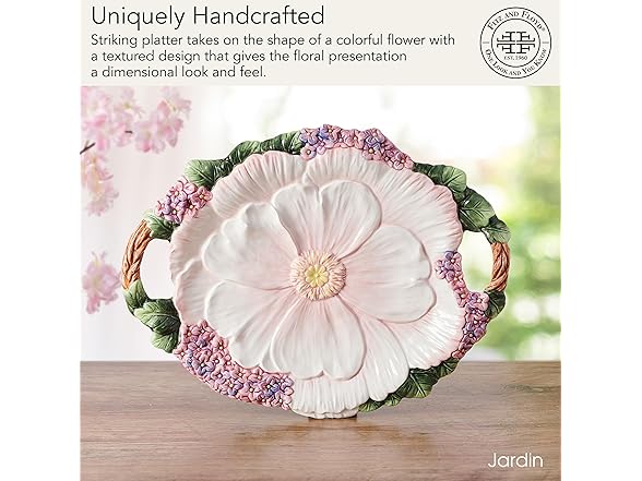 Fitz and Floyd Jardin Floral Handled Serving Dish