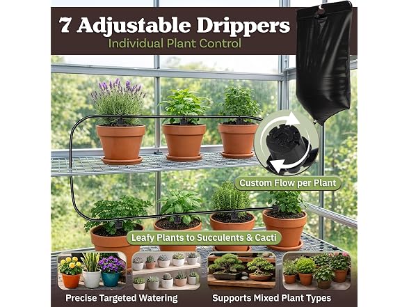 Drip Irrigation System with 2.77Gal Water Bag