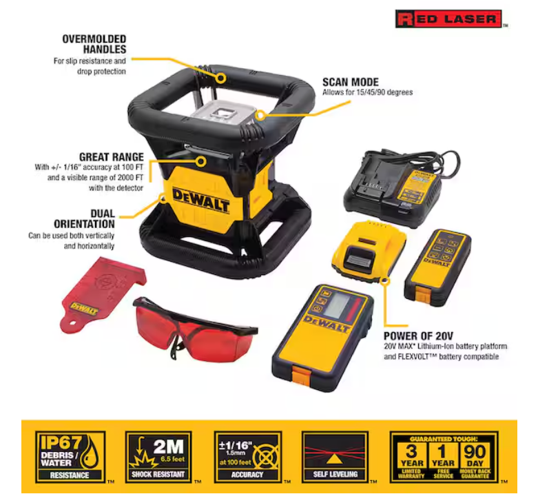 DEWALT DW079LR 20V MAX Red Self Laser Level - Gallery 8