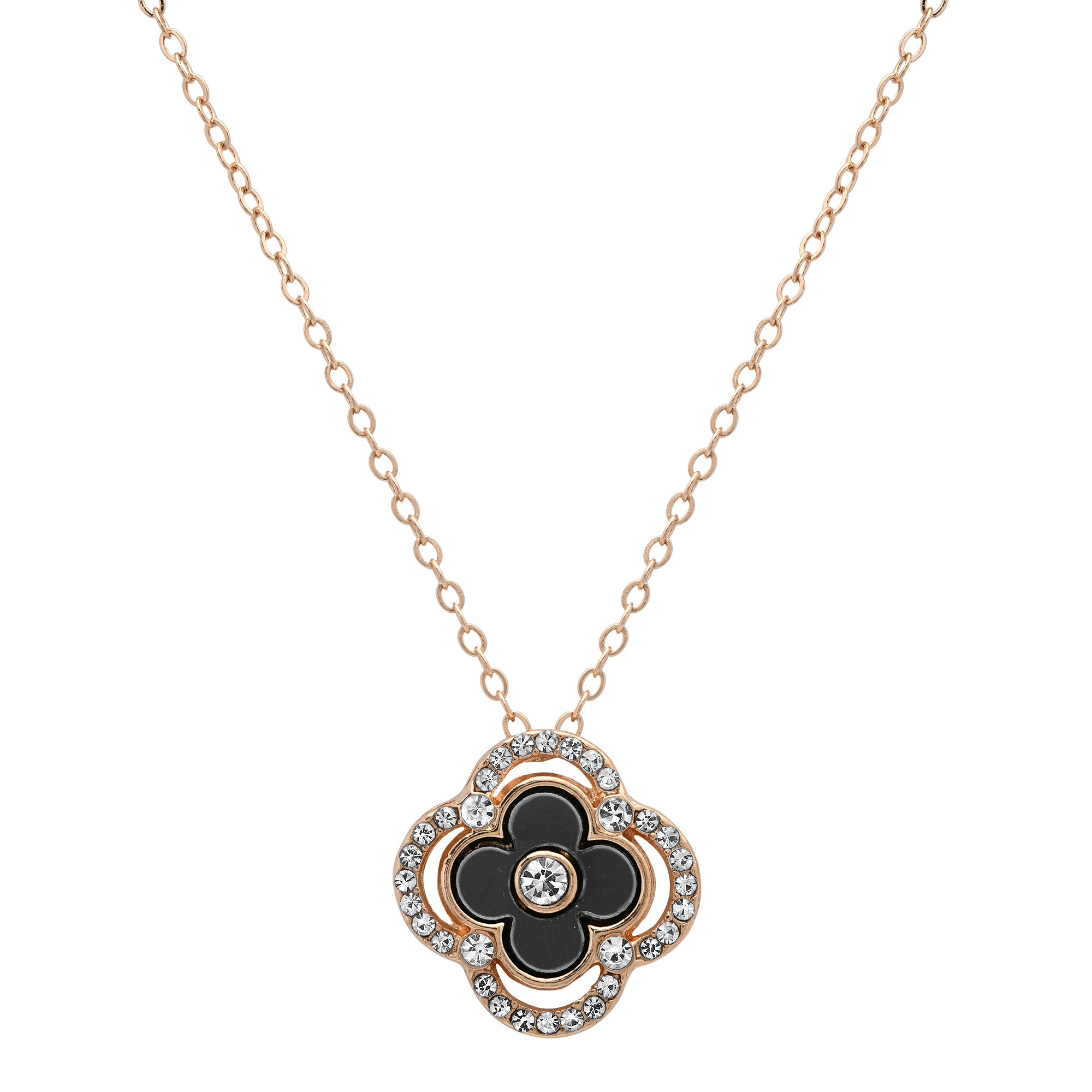 Full CZ Halo Clover Necklace - Gallery 7