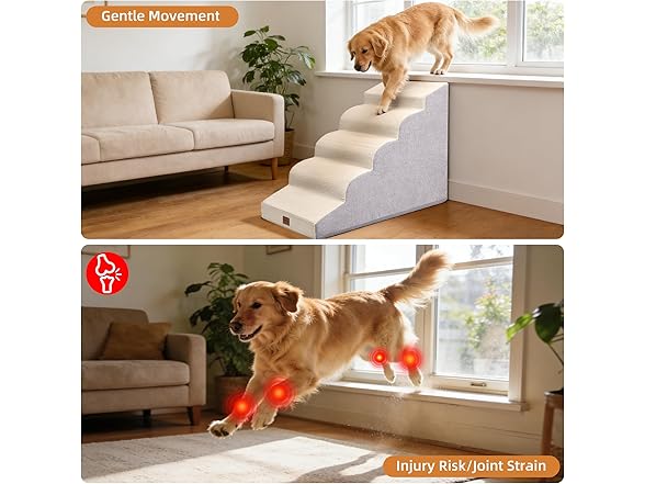 NAPWAYS Dog Stairs for Small Dogs and Cats, 22.6" H, 5-Step