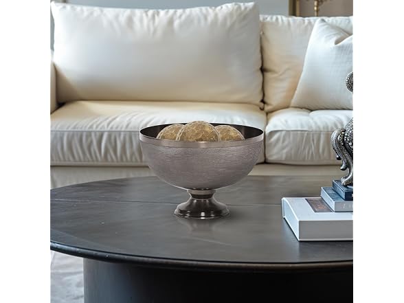 Howard Elliott Collection Textured Aluminum Footed Decorative Bowl
