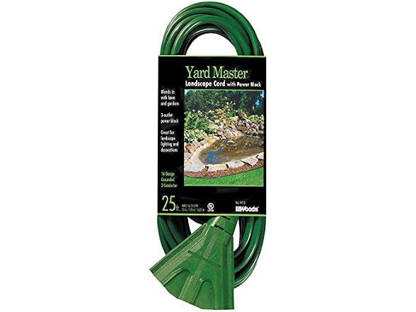 Woods 25ft. Outdoor Cord with 3-Outlet Power Block