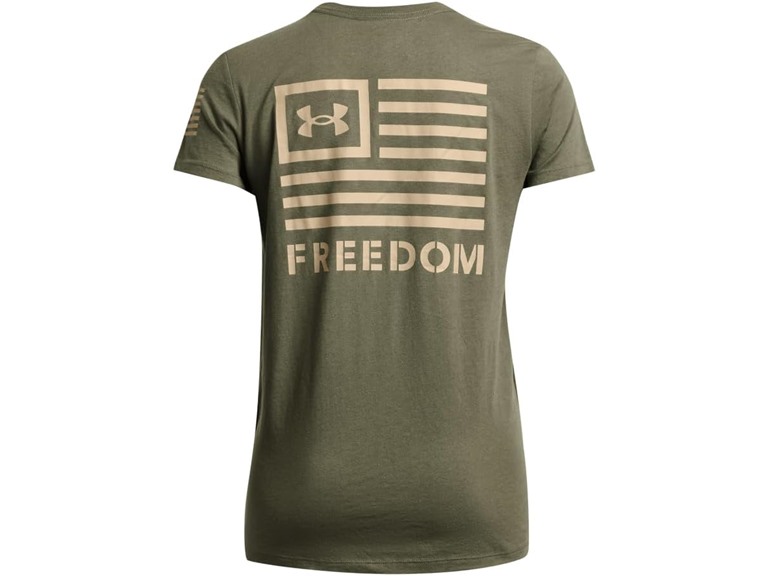 Small UA Women's Freedom Banner T-Shirt Marine OD Green