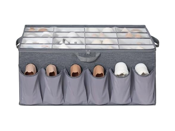 STORAGEIDEAS Extra Large Fabric Shoe Organizer Grey