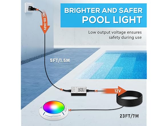 GTBriter LED Pool Lights w/ App Control 20W RGB