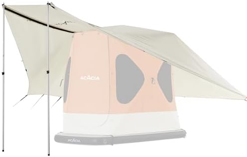 ACACIA Canopy 2-3 Person for Space Acacia Camping System, PU2000 Waterproof Camping Tarp for 4 Season Camping, UPF50+ Sunproof Tent Tarp with 2 Telescoping Poles, Carry Bag, Almond