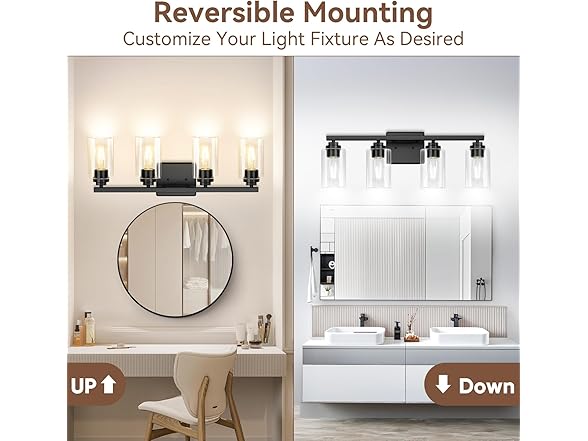 VerRon 4-Light Bathroom Light Fixtures, 27"