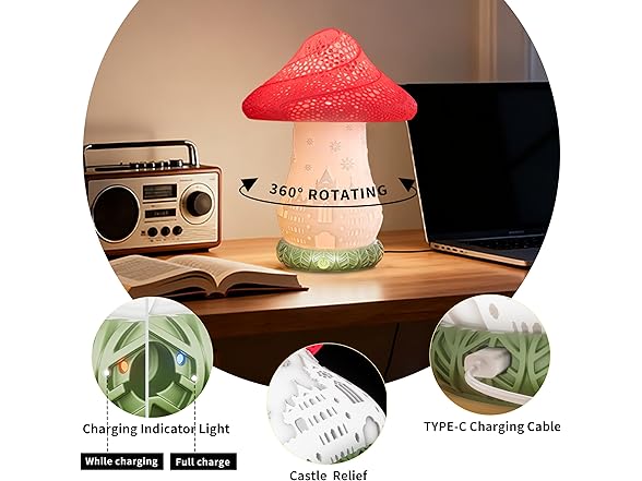 WISUCL Cordless Mushroom Lamp